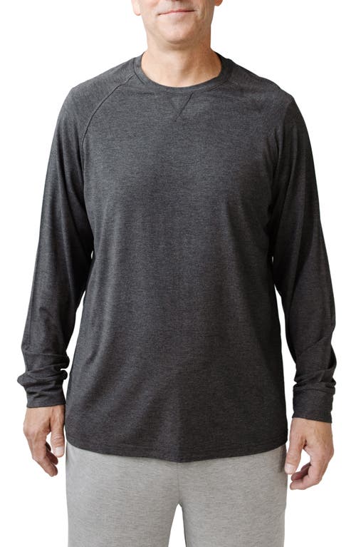 Cozy Earth Stretch Long Sleeve Crewneck T-Shirt in Charcoal