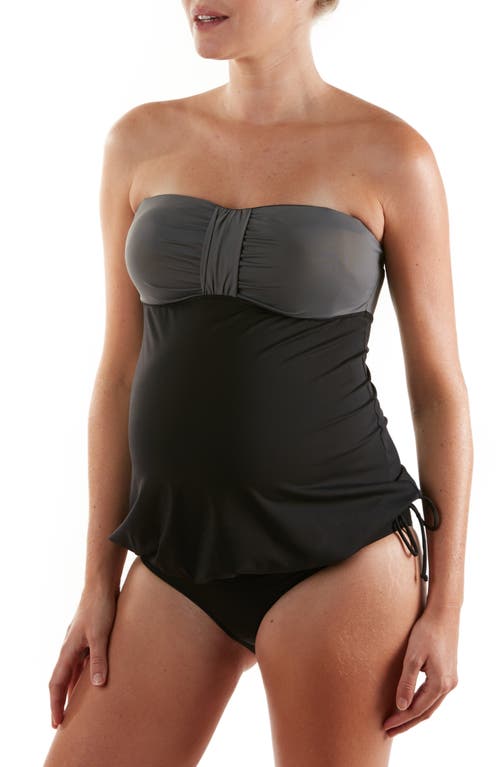 Eden Two-Piece Colorblock Maternity Tankini Swimsuit in Black