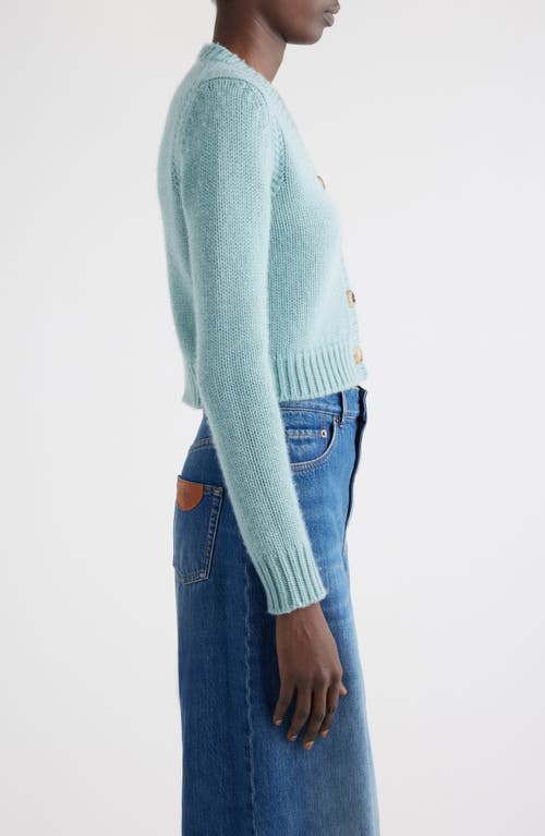 Shop Chloé Crop Cashmere & Cotton Cardigan In Aether Blue