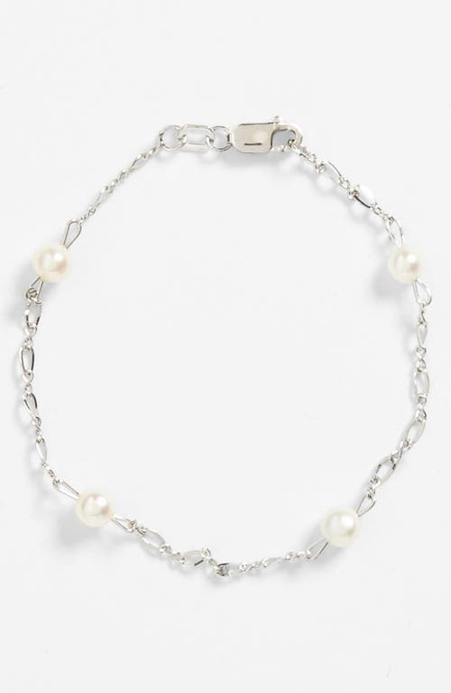 Mignonette Sterling Silver & Cultured Pearl Bracelet in White at Nordstrom