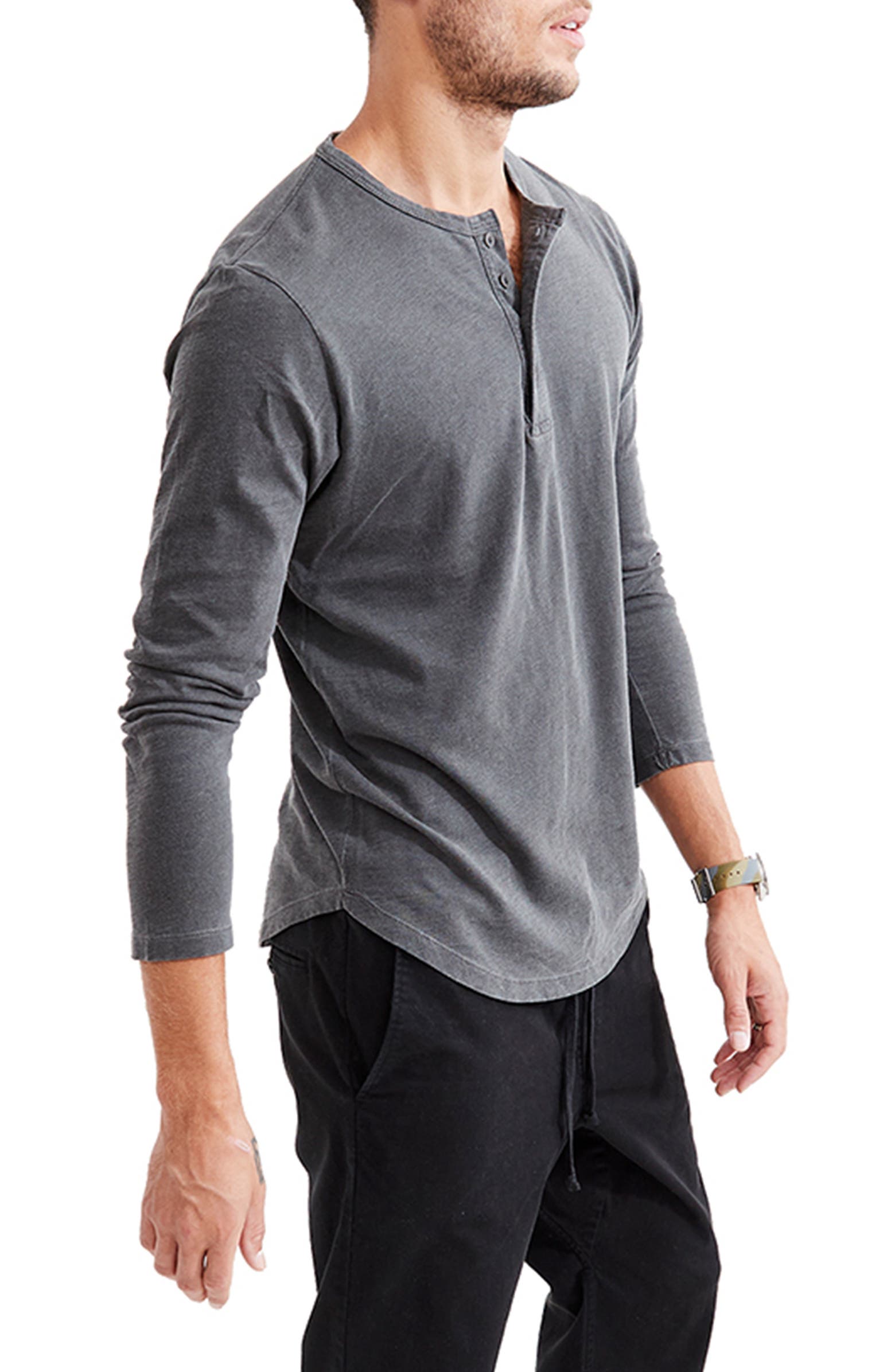 Goodlife Sun-Faded Long Sleeve Slub Scallop Henley | Nordstrom