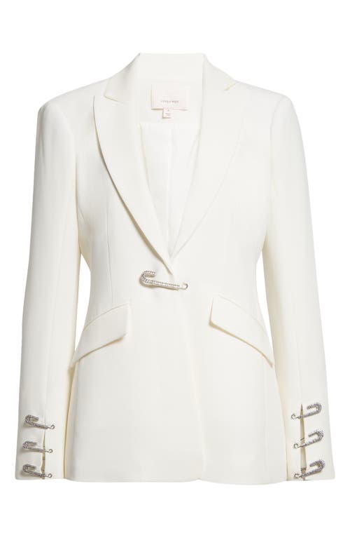 Cinq À Sept Embellished Saftey Pin Blazer In Ivory