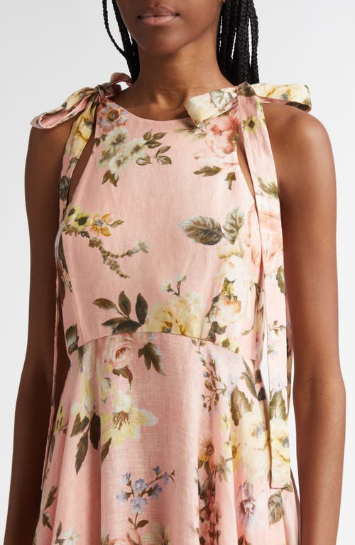 Zimmermann Acacia Broderie Anglaise Linen Midi Dress In Pink Floral
