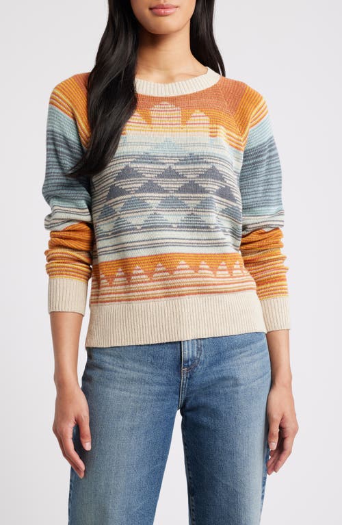 Shop Pendleton Jacquard Cotton Crewneck Sweater In Rust/blue Multi