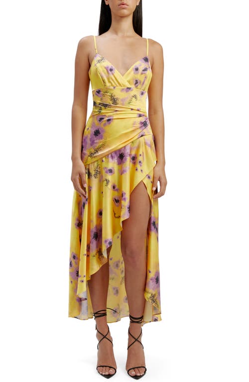 Sorella Floral High-Low Cocktail Dress in Yellow Floral