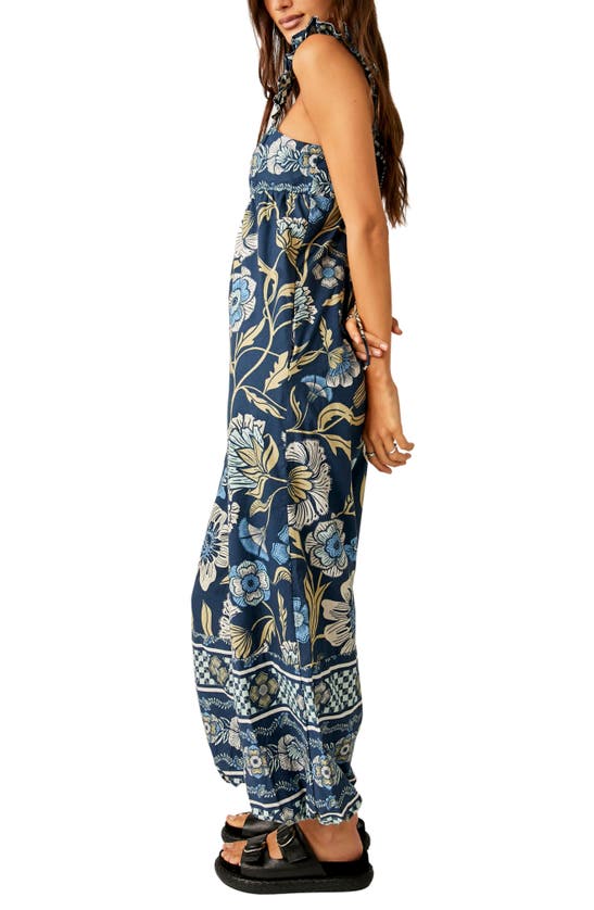 Free People Bali Albright Womens Cotton Printed Jumpsuit In Navy Combo