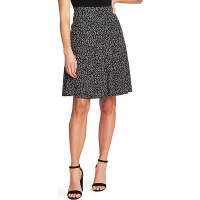 Cece Leopard Pattern Knit Skirt, Black