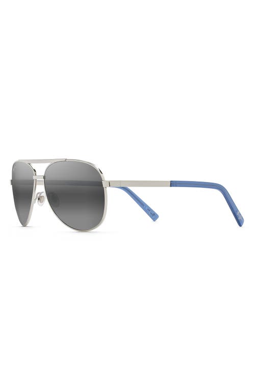 Maui Jim Seacliff 61mm Polarized Aviator Sunglasses In Silver/grey Gradient