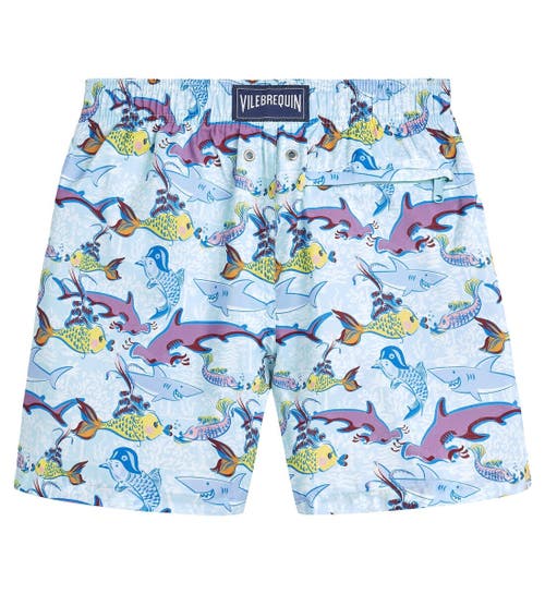 Vilebrequin Kids' French History Ultra-light And Packable Swim Trunks In Thalassa