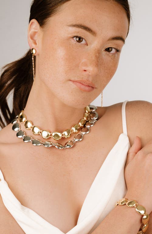 Shop Ettika Polished Pebble Frontal Necklace In Gold