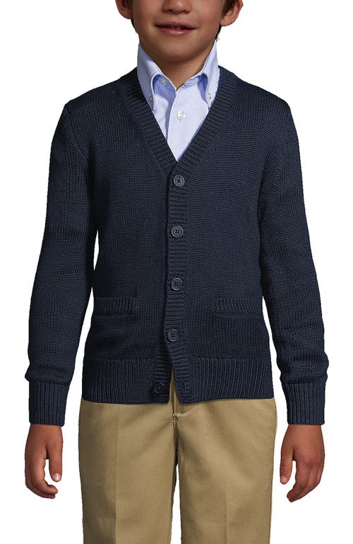 Shop Lands' End School Uniform Boys Cotton Modal Button Front Cardigan Sweater In Classic Navy