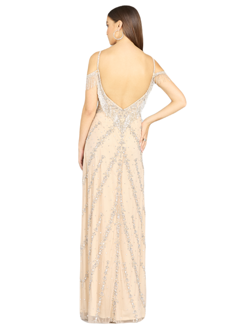 Shop Lara New York Candy Beaded Prom Gown In Nudesilver