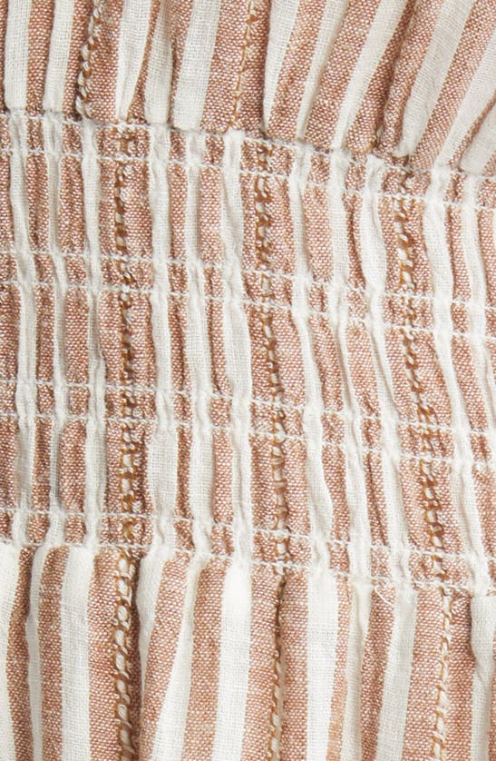 Shop Rails Tara Stripe Ruffle Sleeve Linen Blend Dress In Palo Santo Stripe