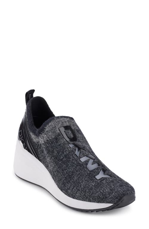 Shop Dkny Keeva Wedge Sneaker In Bcg - Black/light Grey