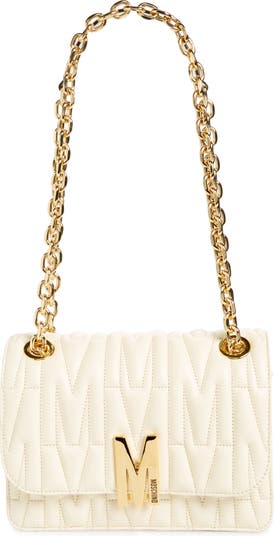 Moschino Women's M Logo Quilted Leather Shoulder Bag