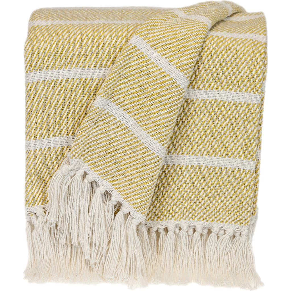Parkland Collection Mio Stripe Fringe Throw Blanket In Yellow