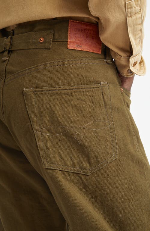 Shop Double Rl Selvedge Cotton Jeans In Olive Rinse