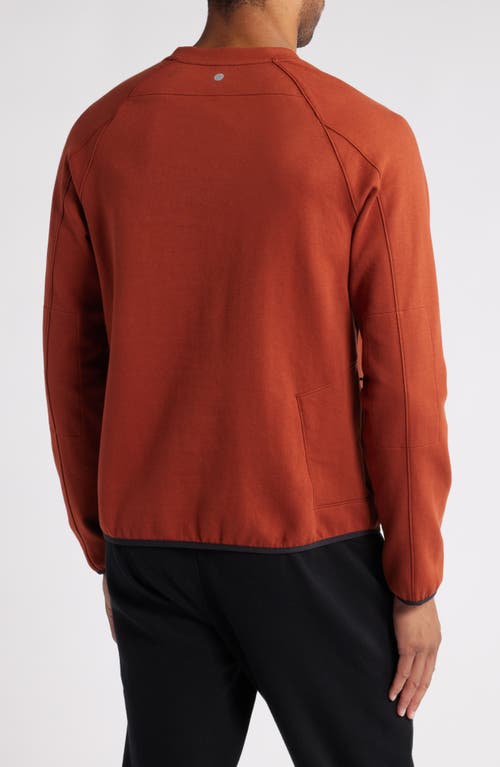 Shop Zella Powertek Cotton Blend Sweatshirt In Rust Hills