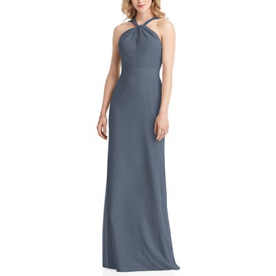 Jenny Packham Twist Halter Neck Trumpet Gown, Blue