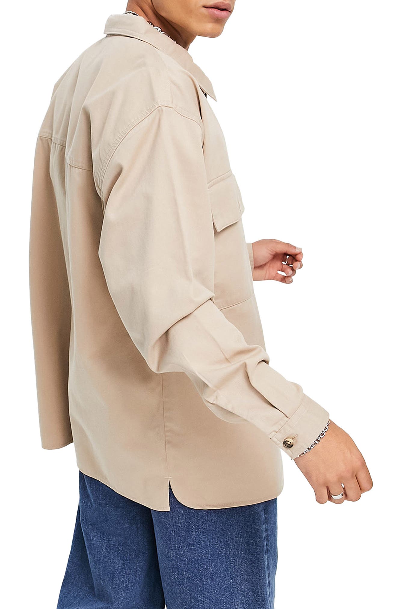 Topman Oversize Button-Up Overshirt 