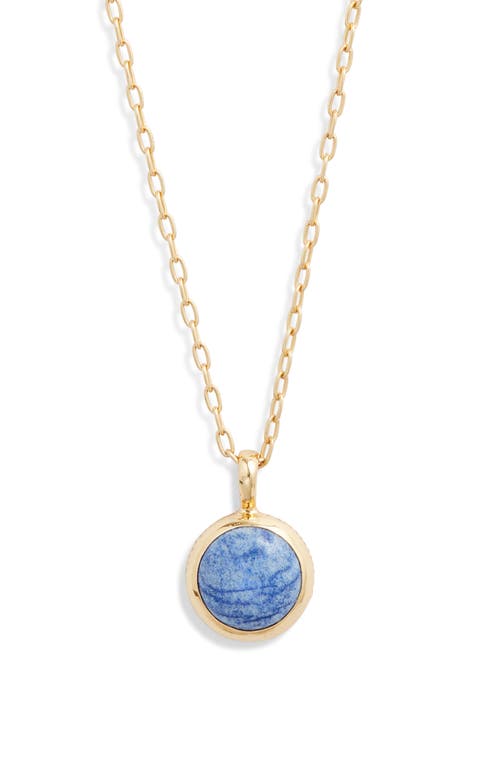 Anna Beck Dumortierite Round Pendant Necklace in Gold 