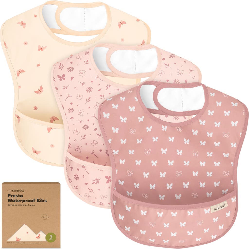 Keababies 3-pack Presto Waterproof Bibs In Butterflies