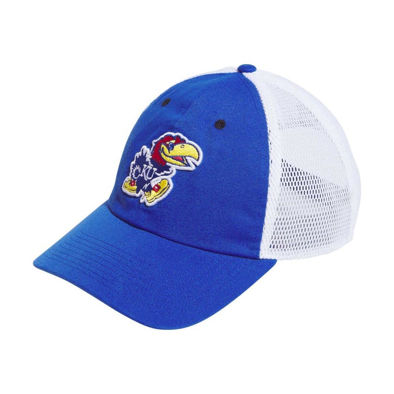 Adidas Originals Adidas Royal Kansas Jayhawks Mascot Slouch Trucker Adjustable Hat In Blue