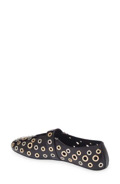 Shop Jeffrey Campbell Holed Mary Jane Flat In Black Gold Silver