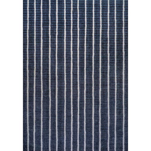 Jonathan Y Rand Distressed Ticking Stripe Machine-washable Area Rug In Navy/gray