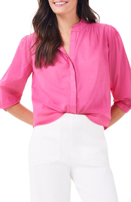Girlfriend Cotton Button-Up Shirt in Wild Pink