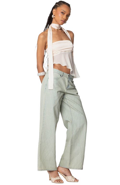 Shop Edikted Lannah Textured Low Rise Wide Leg Jeans In Mix