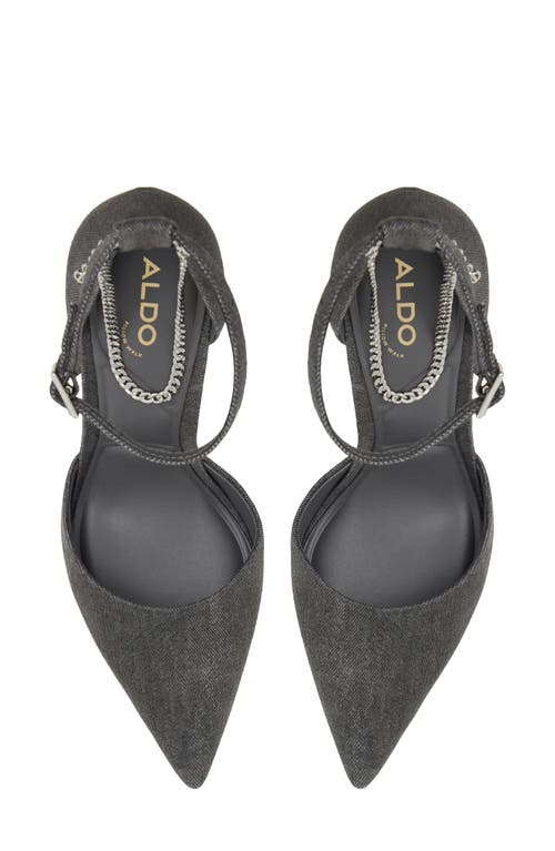 Aldo Aurelina Chain Ankle Strap Pointed Toe Pump In Dark Grey