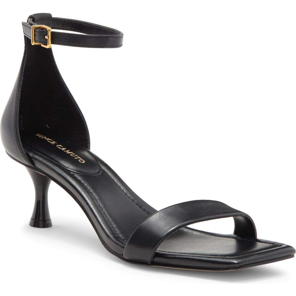 Vince Camuto Vinkley Womens Leather Ankle Kitten Heels In Black Soft Nappa Silk