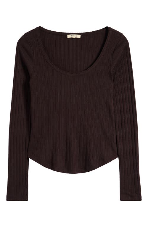 Shop Madewell Pointelle Scoop Neck Long Sleeve Top In Dark Carob