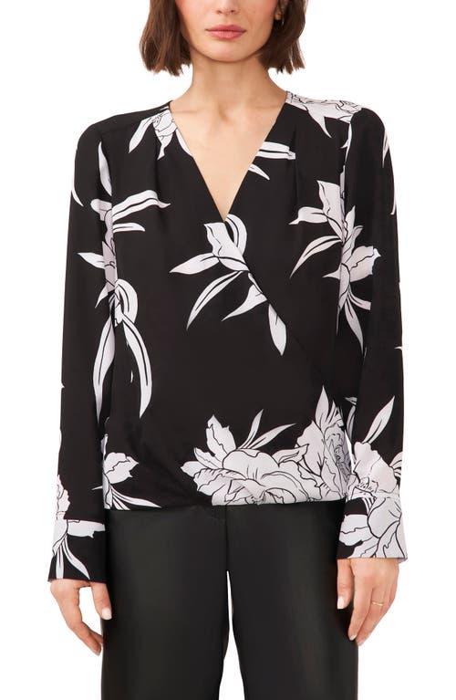 halogen(r) Cross Front Blouse in Blooming Black