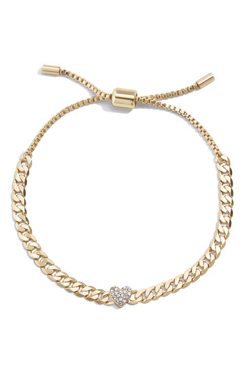 BaubleBar Crystal Pavé Heart Slider Bracelet in Gold
