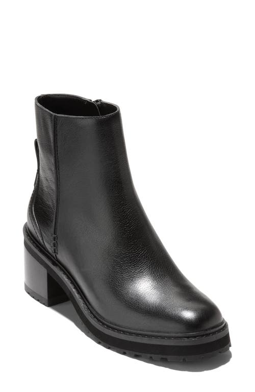 Shop Cole Haan Gillian Waterproof Lug Sole Bootie In Black Leather