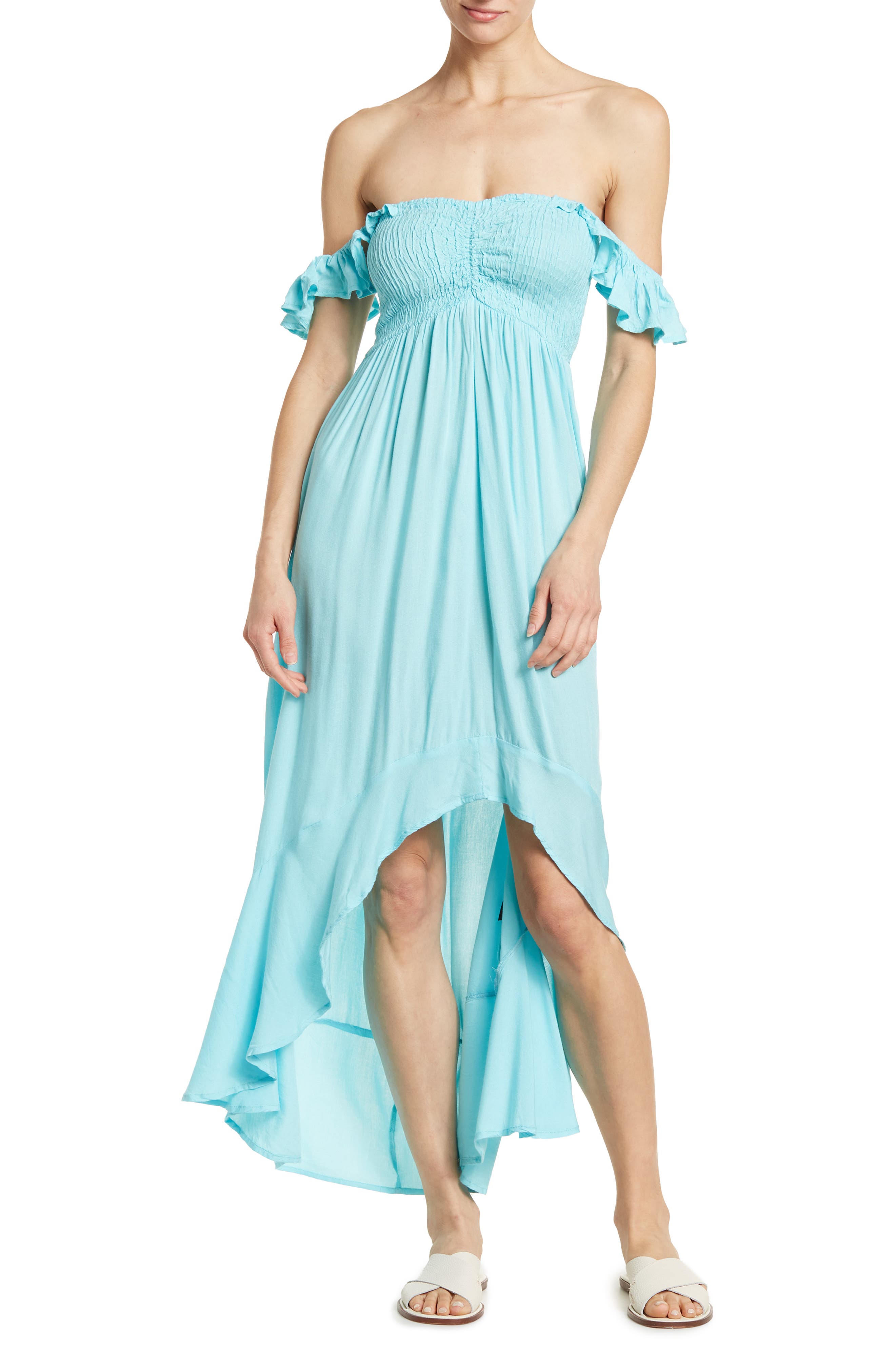 BOHO ME Off The Shoulder Hi-Lo Dress 