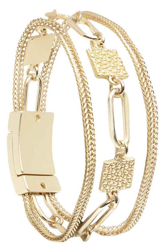 Saachi Chain Link Hammered Bracelet In Gold