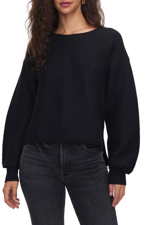Good American Rib Crewneck Sweater in Black