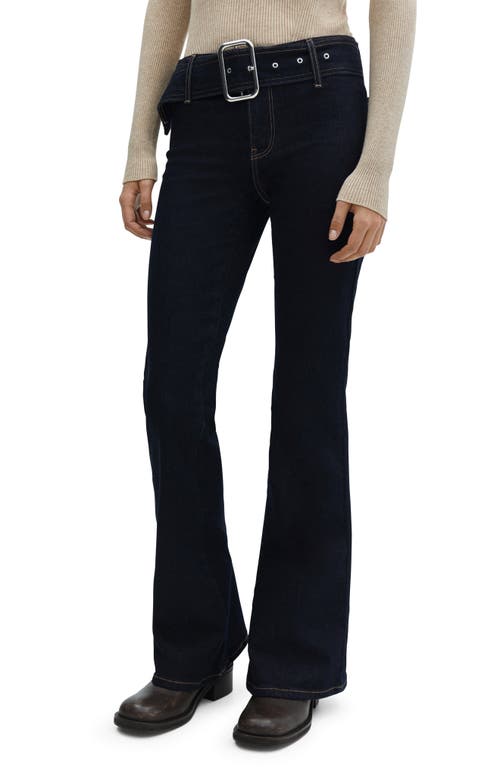 MANGO Britney Buckle Mid Rise Flare Jeans Open Blue at Nordstrom,