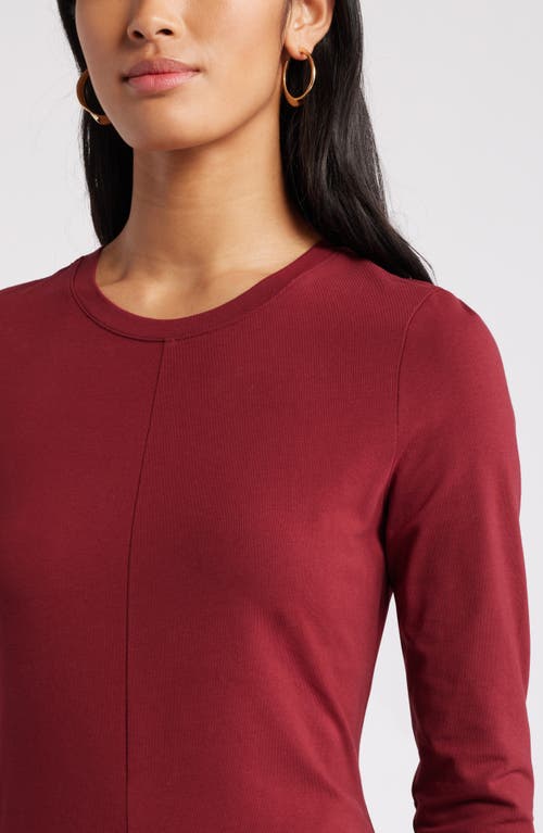 Shop Nordstrom Long Sleeve Crewneck Maxi Dress In Red Grape