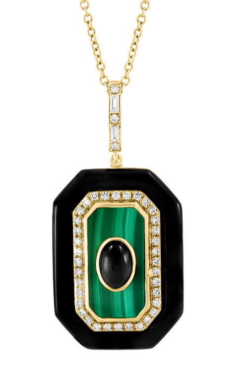 Shop Effy Onyx Malachite & Diamond Pendant Necklace In Yellow Gold/black/green