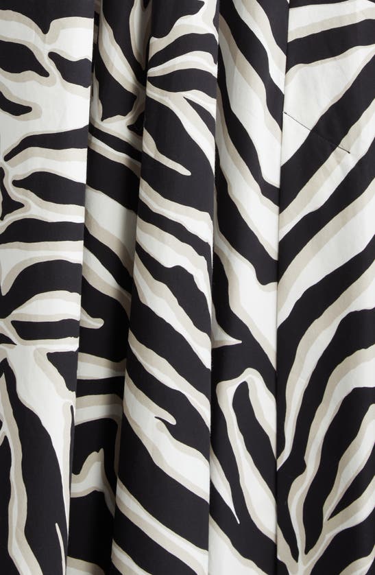 Shop Max Mara Nichols Abstract Stripe Cotton Midi Skirt In White Black