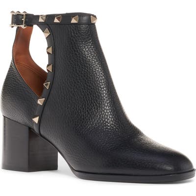 Valentino Garavani Rockstud Cutout Bootie, Black