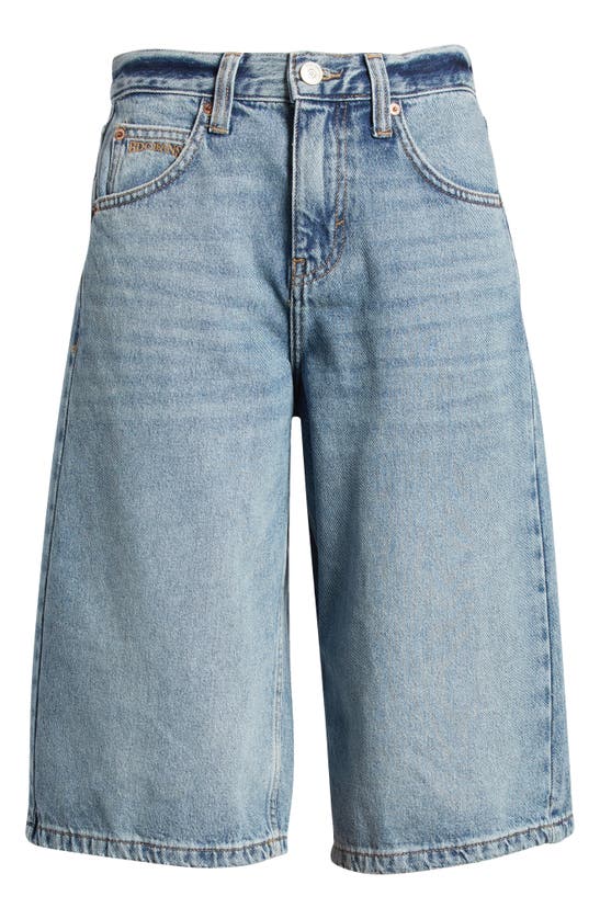 Shop Bdg Urban Outfitters Logan Wide Leg Long Denim Shorts In Light Vintage