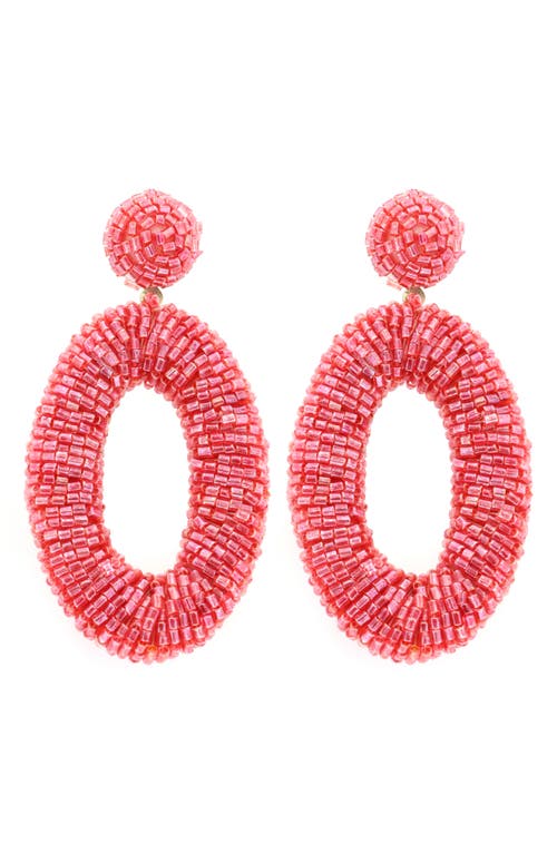 Panacea Beaded Oval Drop Earrings In Red