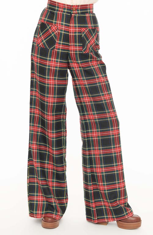 Smak Parlour 1960s Wide Leg Pants In Black & Red Plaid