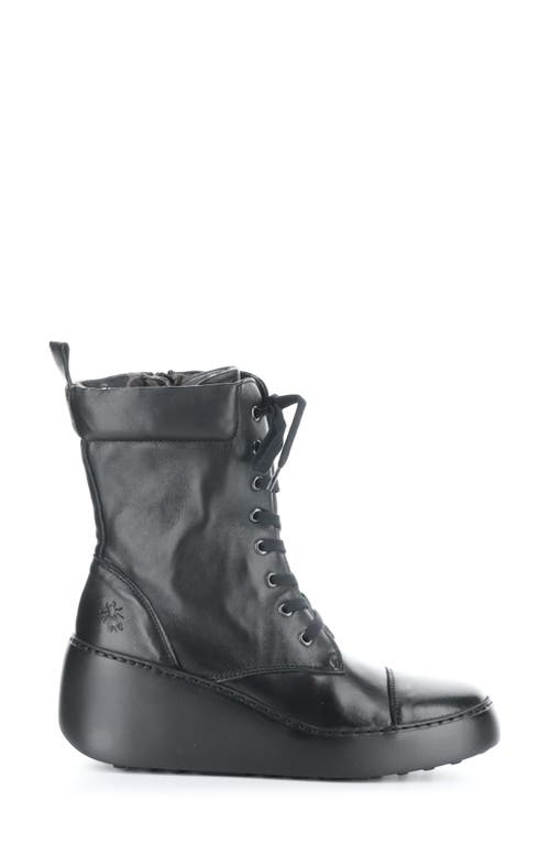 Shop Fly London Daff Wedge Combat Boot In Black Sofia