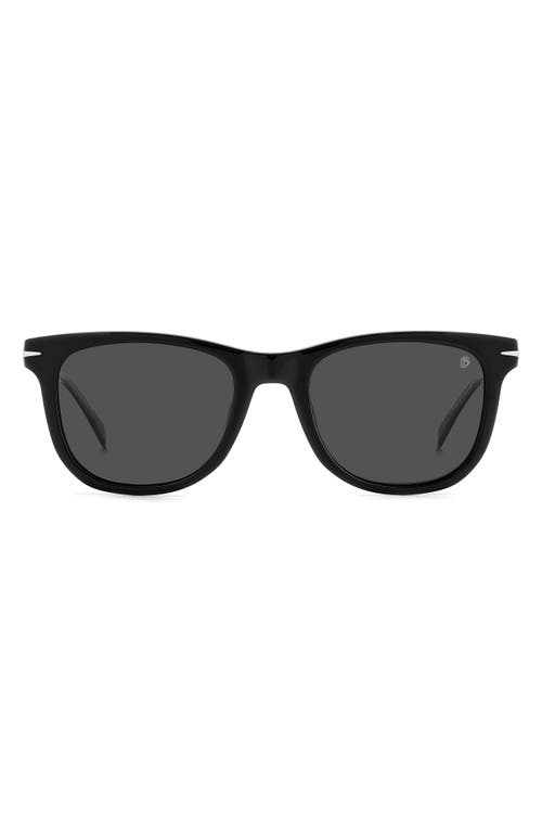 52mm Polarized Rectangular Sunglasses in Black Grey/Gray Polar